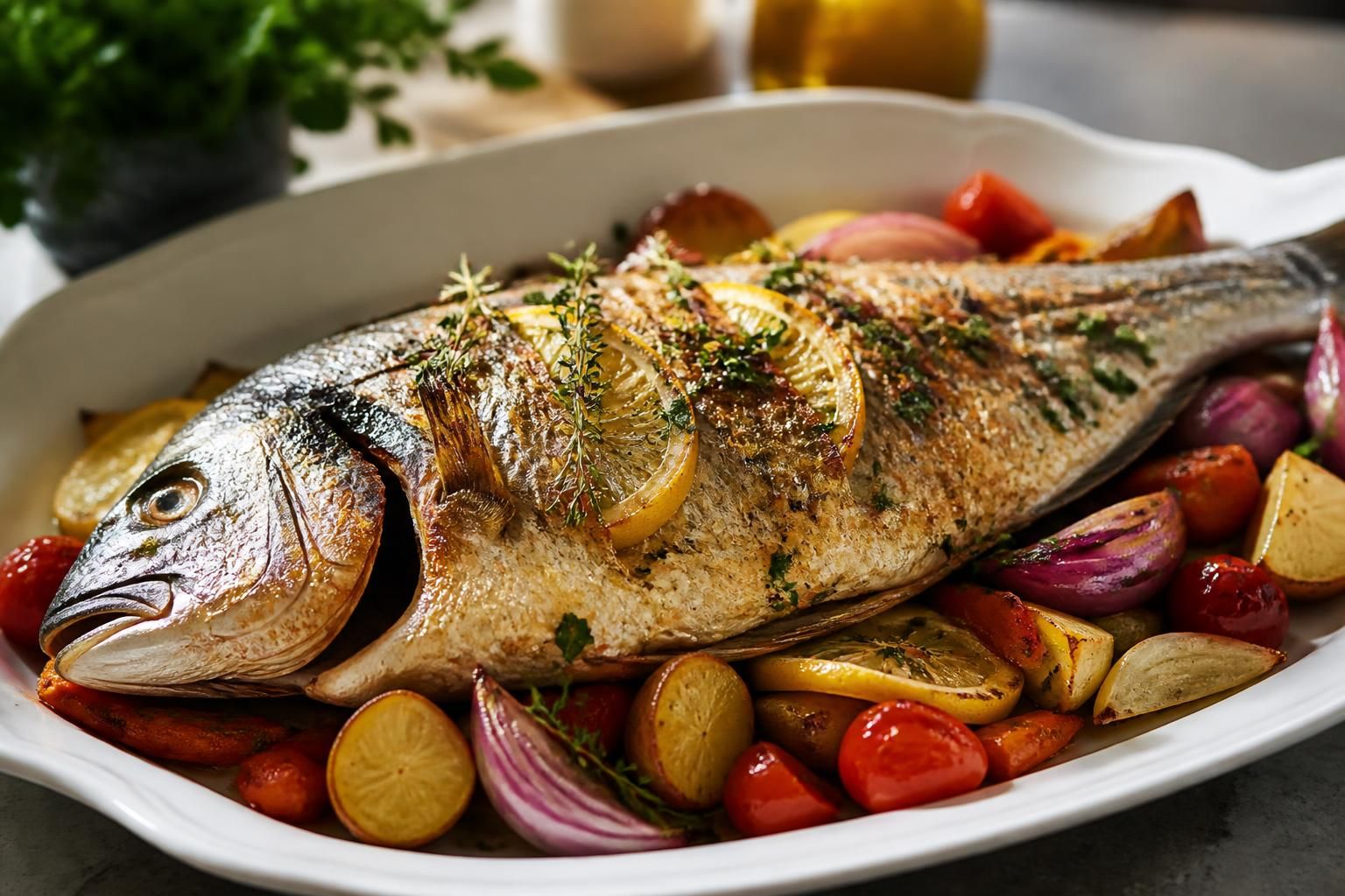 découvrez notre recette savoureuse de dorade rôtie au four, délicatement parfumée au vin blanc pour un plat riche en saveurs et facile à préparer.