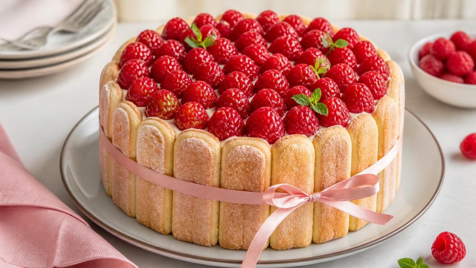 découvrez la recette gourmande de la charlotte framboise et mascarpone de cyril lignac, une alliance parfaite de douceur et de fraîcheur pour un dessert irrésistible.
